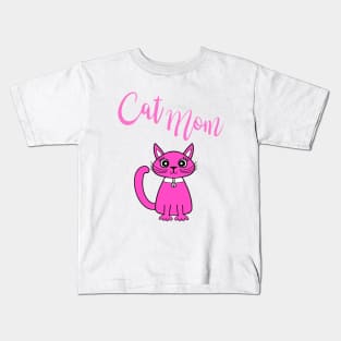 Pink Cat Mom Kids T-Shirt